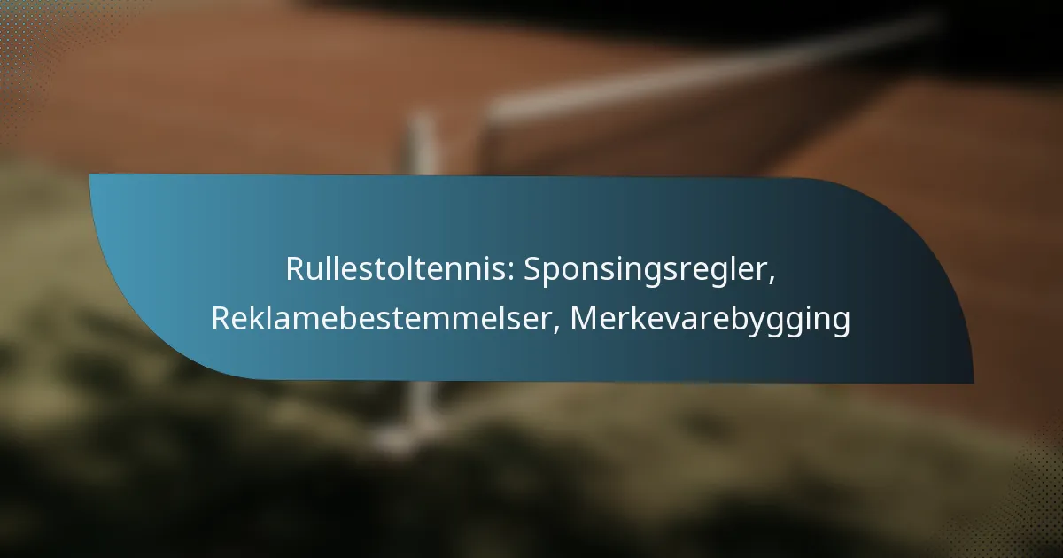 Rullestoltennis: Sponsingsregler, Reklamebestemmelser, Merkevarebygging